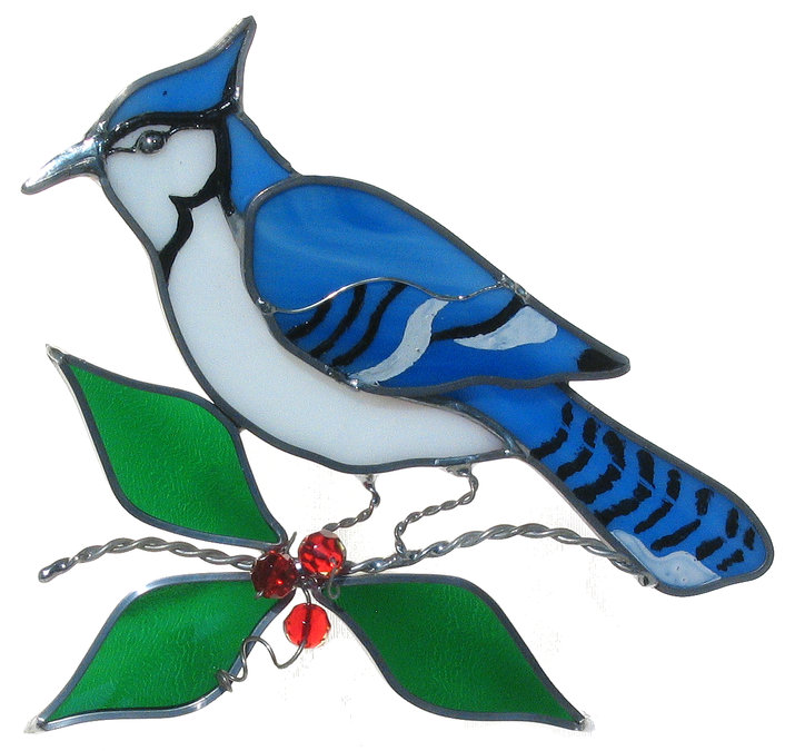 Digital Pattern Blue Jay Stained Glass Suncatcher Printable 